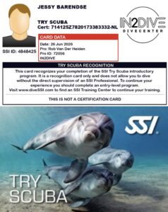 SSI Try Scuba brevet