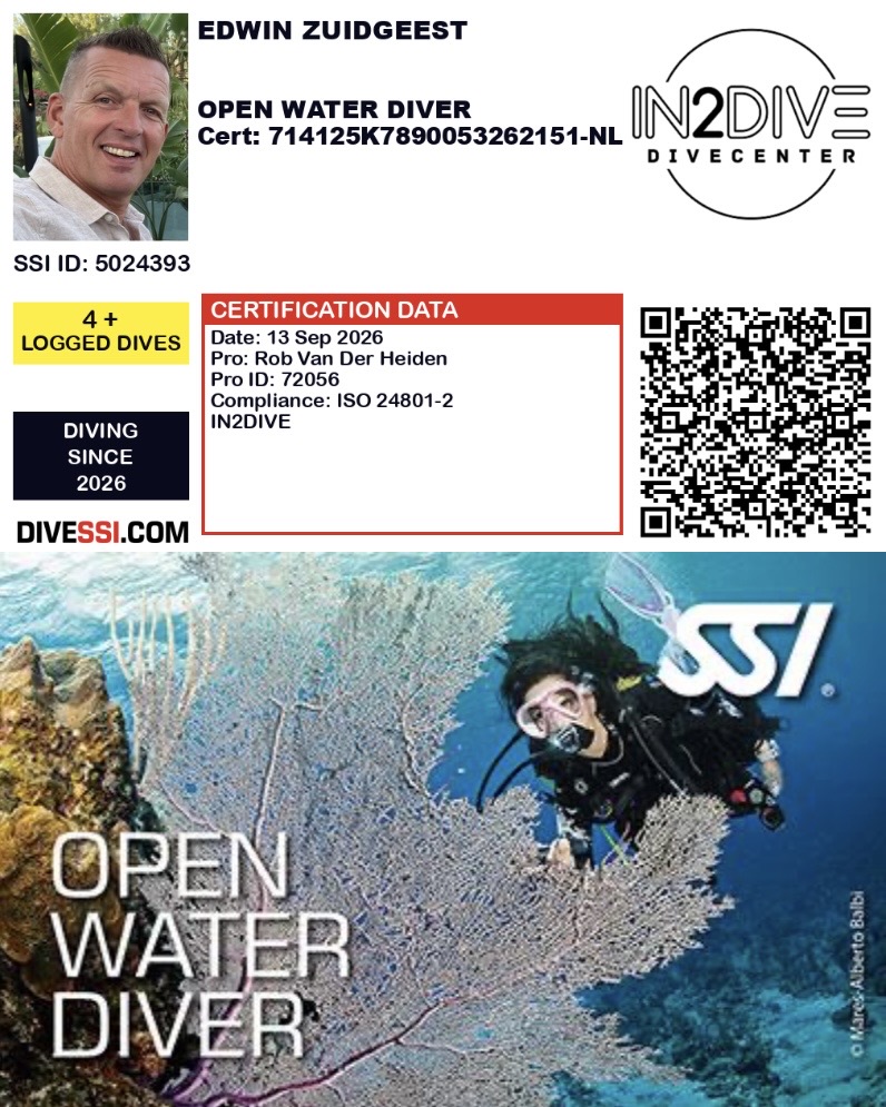 Edwin duiken SSI open water diver OWD